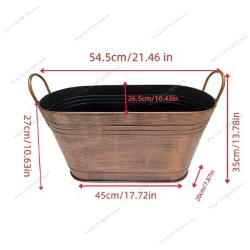 For retro copper wrought iron firewood bucket, multi-functional flower pot outdoor garden planting storage bucket