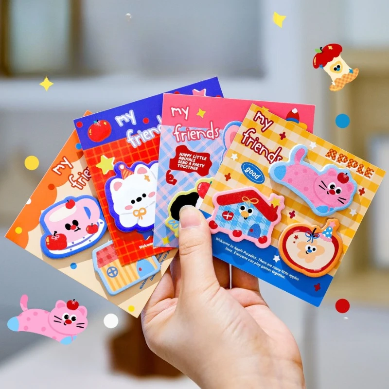 Cute Pet Combination Gift Sticky Notes Student Cartoon Multiple Handbook Decoration Stickers Message Memo Pad Kawai Stationery