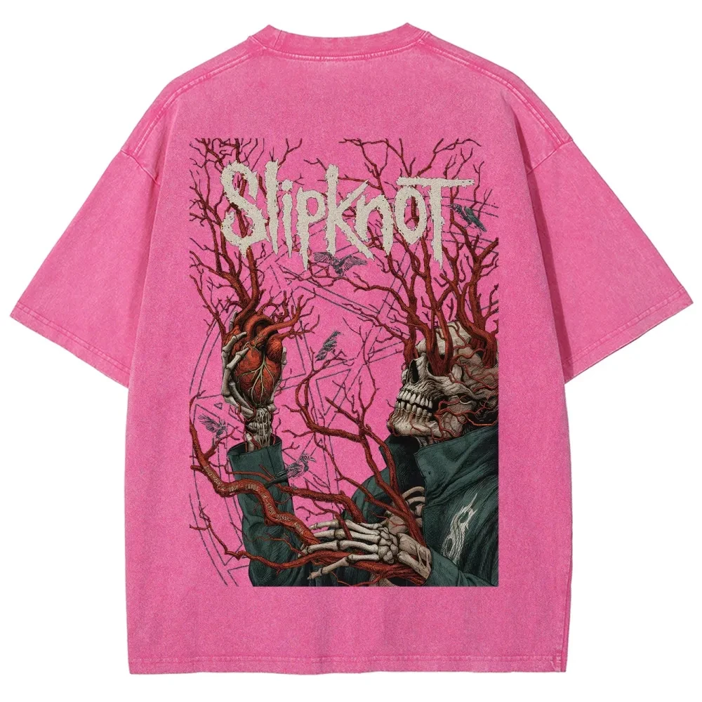 Unisex Fit Slipknot Washed T-Shirt, Oversized, bedruckt, Rundhals, gewaschenes T-Shirt – Detail 3