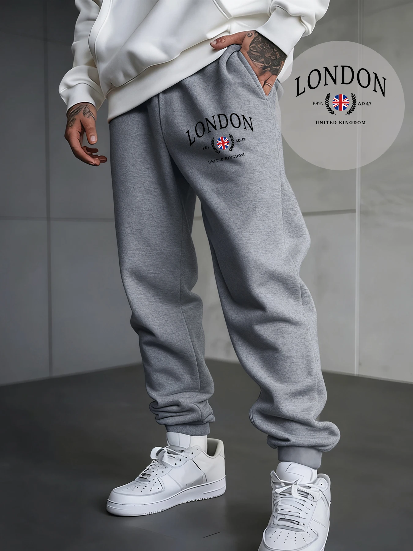 

London United Kingdom Flag Prints Sweatpant Fleece Pocket Jogging Pants Man Autumn Sweatpants Drawstring Hip Hop Trousers