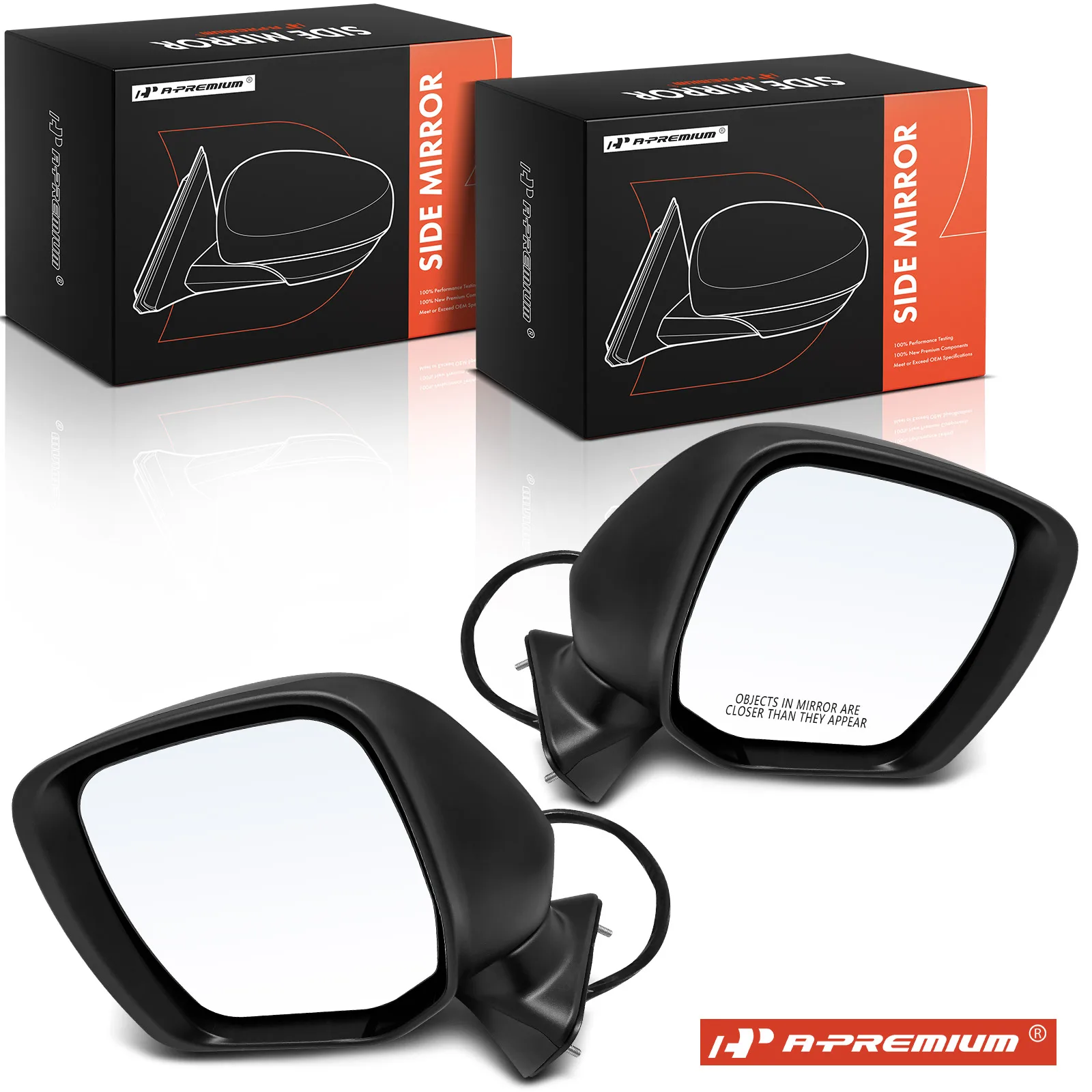 A-Premium Pair Power Door Mirror for Nissan Quest 2011-2017 Manual Folding Heated Black