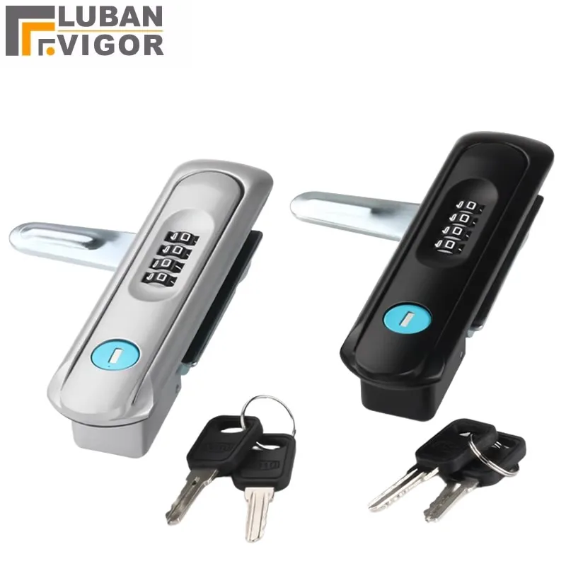 MS819 Cabinet Door Lock with Password Black Silver 2 Keys Electric Panel Lock Zinc Alloy for Distribution Box Charging Station