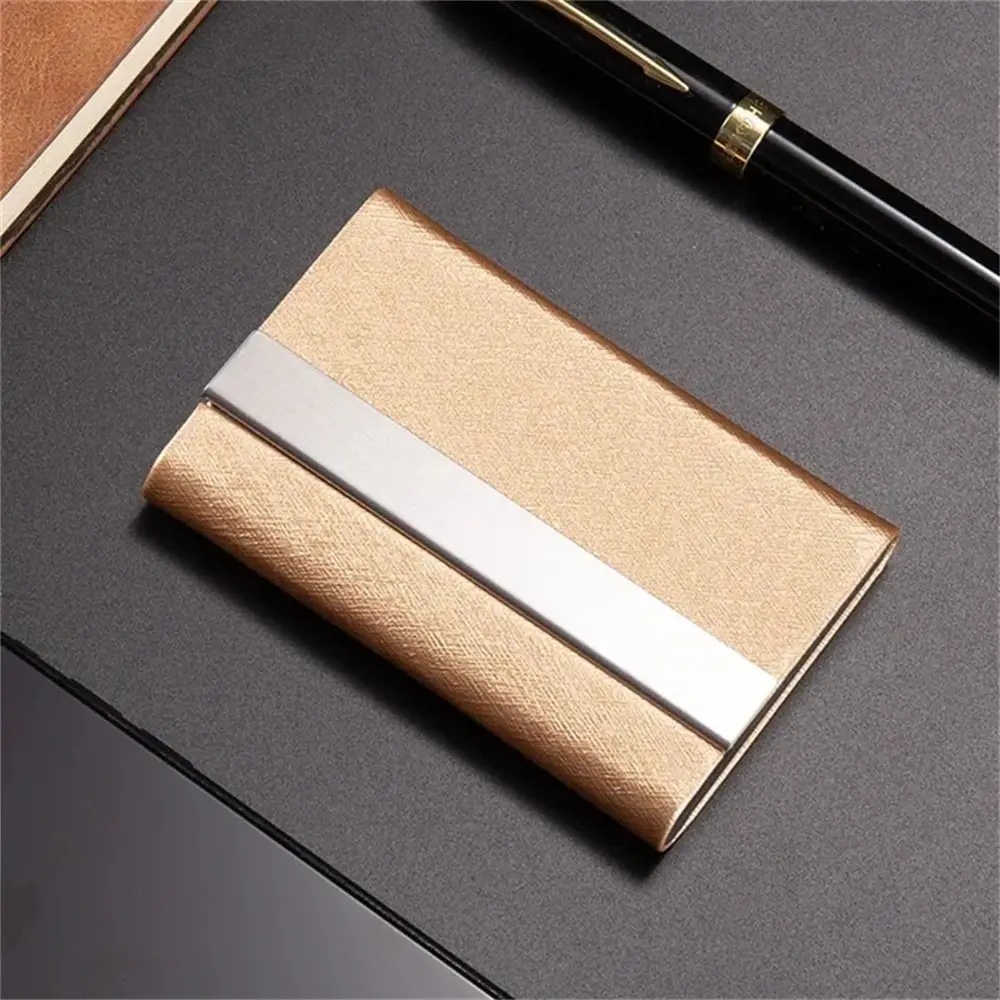 

PU Leather Business Card Case Stainless Steel Magnetic Buckle Name Card Holder Multicolor Card Organizer ID Case Wallet