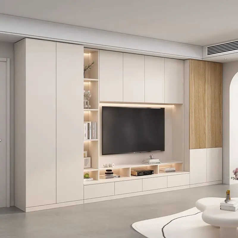 Home furniture living room modern unique design three-tier TV cabinet, wooden TV cabinet for the living room