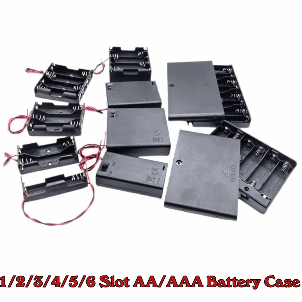 1/2/3/4/5/6 Slots Battery Holder Plastic Material With Wire Leads Battery Box Easy Soldering Nickel-plated Brass