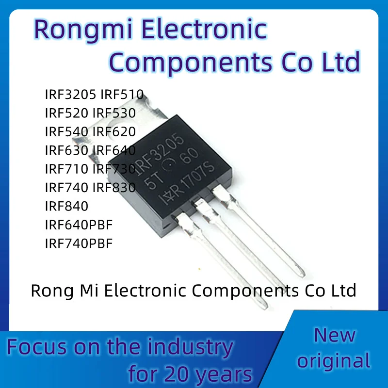 10pcs IRF3205 IRF510 IRF520 IRF530 IRF540 TO220 IRF620 IRF630 IRF640 IRF710 IRF730 IRF740 IRF830 IRF840 IRF640PBF IRF740PBF