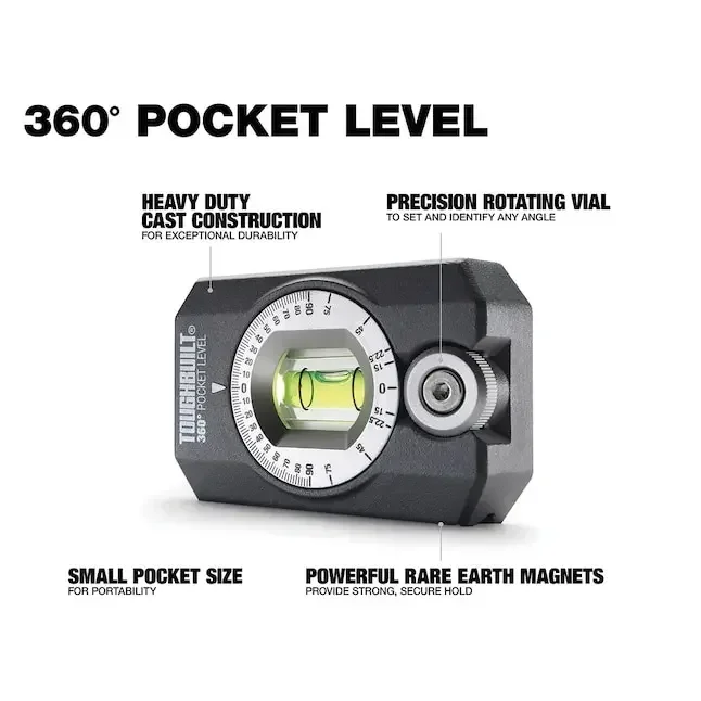 TOUGHBUILT TB-H2-L-4R 360 Degree Pocket Level Magnetic Level Power Tool Accessories