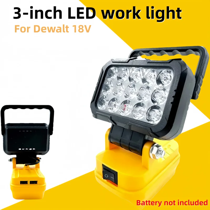 

3-inch LED work light with hook for Dewalt 20V lithium-ion batteries for daily use. for DCB184 DCB180 DCB182. With USB port