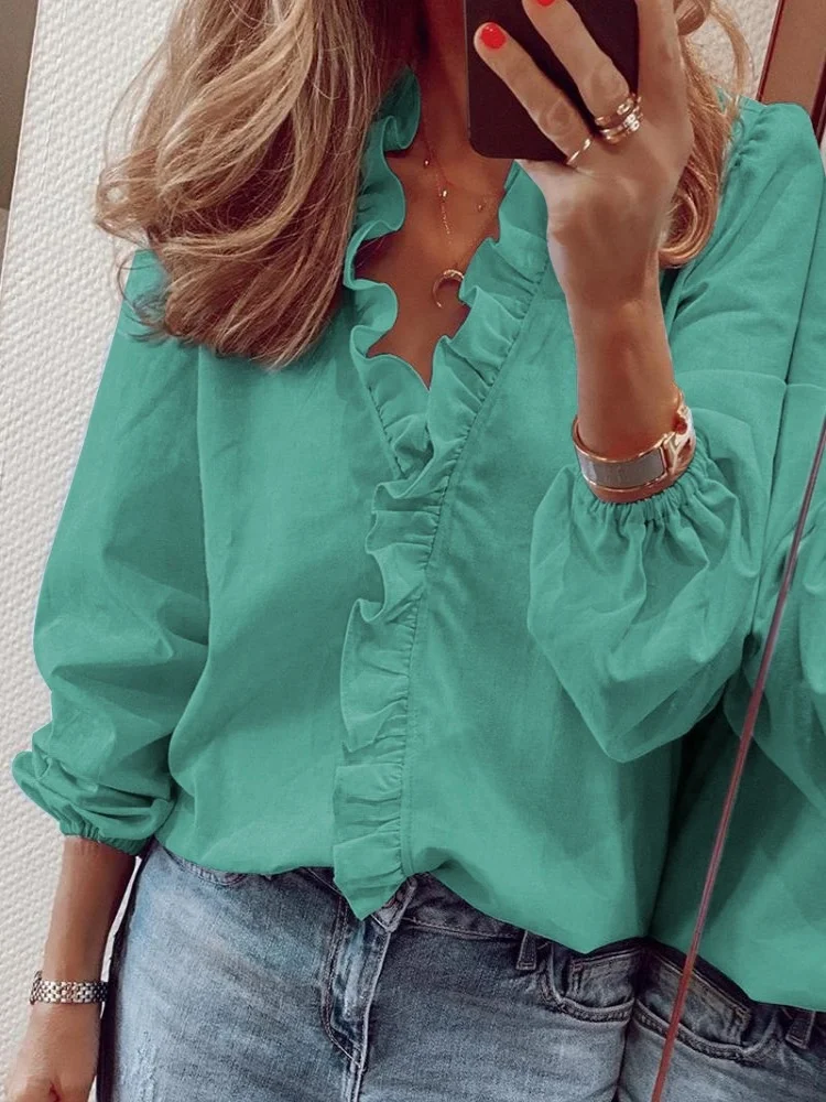 Solid Casual Loose Blouses For Women Fashion 2024 Autumn Vintage Women\'s Oversized Shirts And Blouses Elegant Youth Female Tops