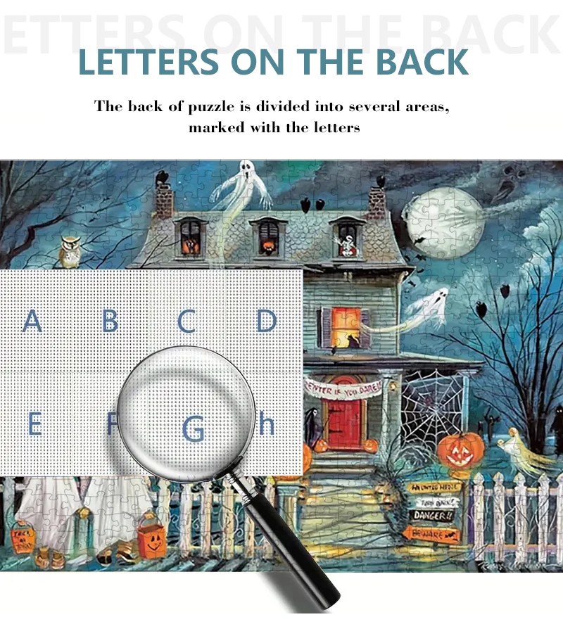 70*50 سنتيمتر 1000 قطع ورقة لغز الكبار لغز مخيف القلعة هالوين سلسلة صعوبة بانوراما الألغاز جدار المنزل Decro