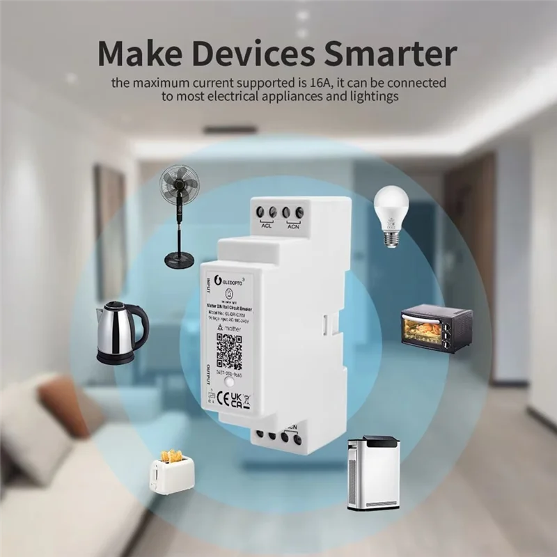 A003 GLEDOPTO Matter Wifi Interruttore automatico su guida Din 16A Max On OFF Wifi APP Controllo vocale per uso domestico elettrico