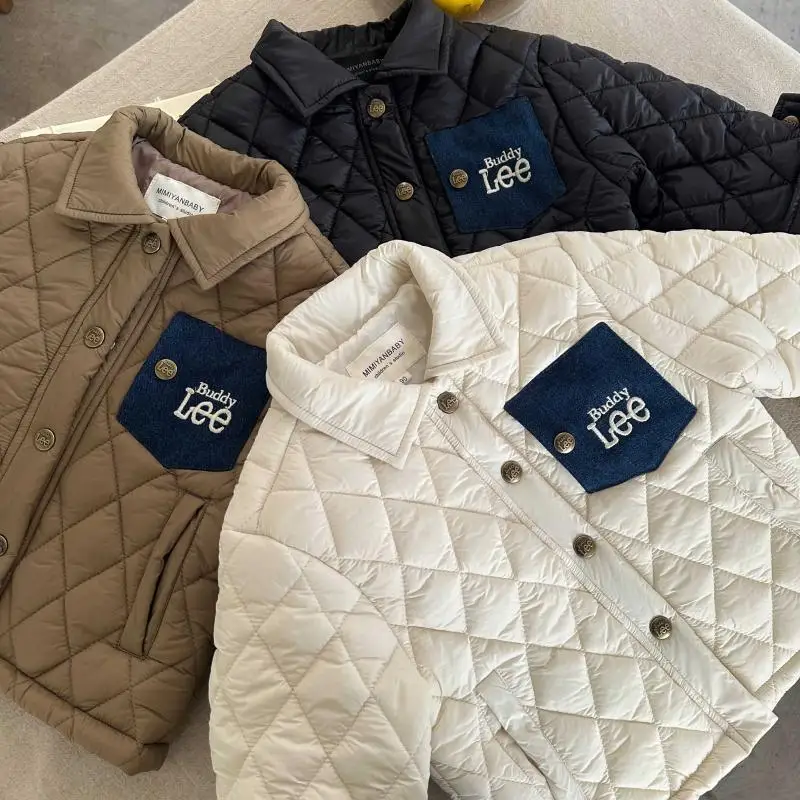 

Children's Clothing Kids Quilted Jacket 2026 Winter Boys and Girls Down Cotton Letter Shirt Baby Pocket Shirt Coat
