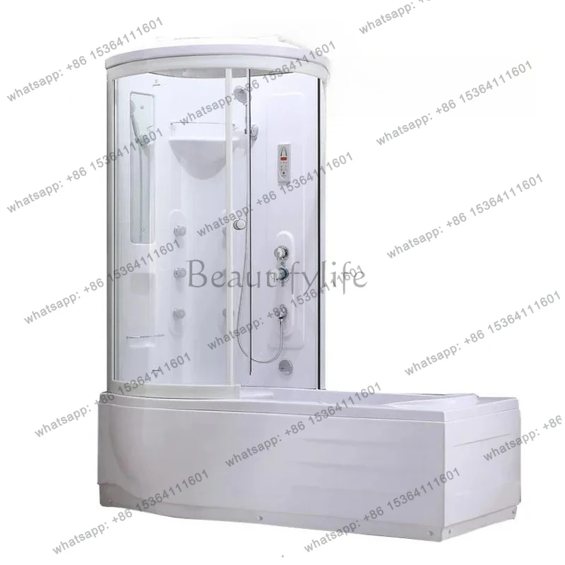 

Integral shower room Bathroom L-shaped glass partition Integrated household toilet with bathtub