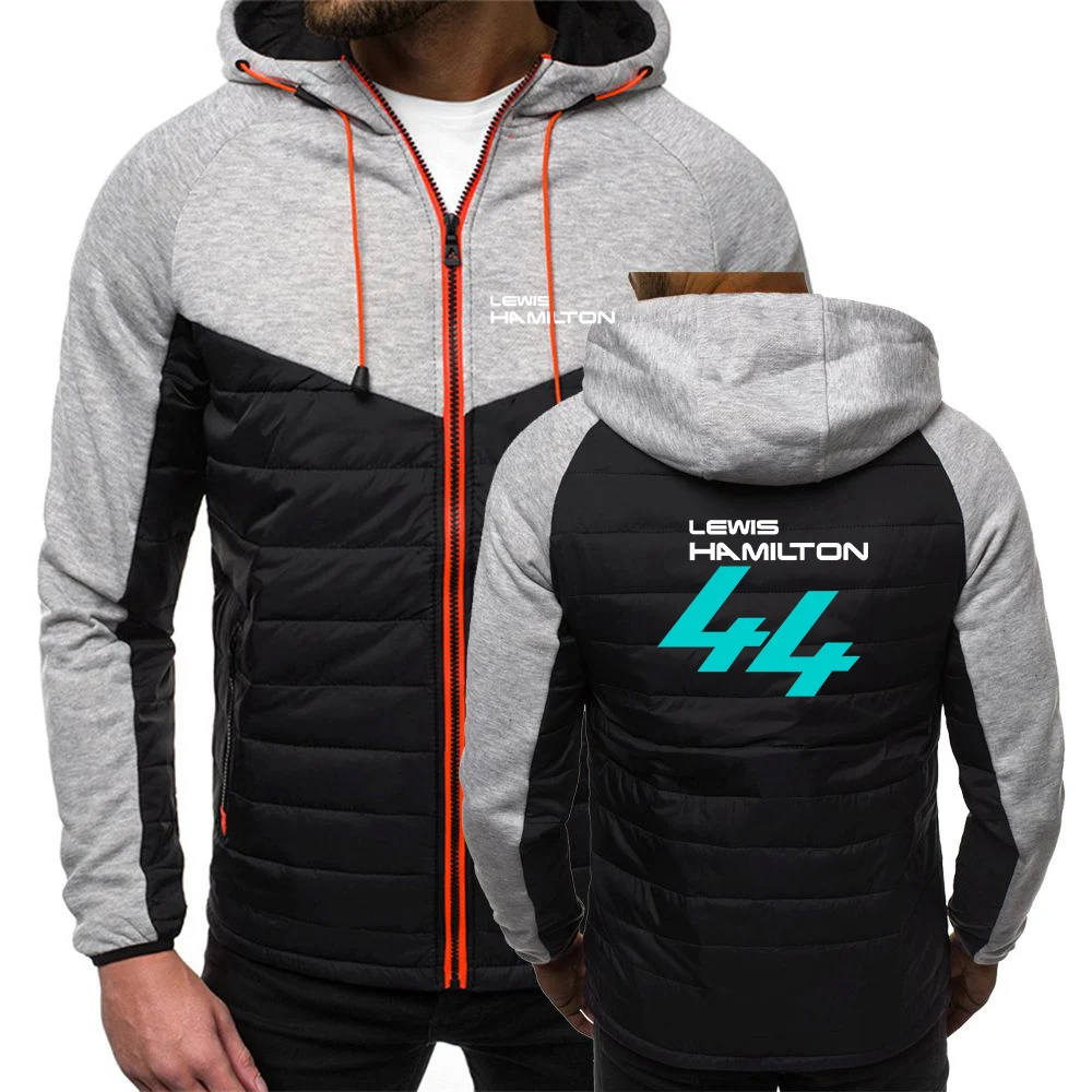 F1 Driver Lewis Hamilton Digital 44 Men's Fleece Hooded Stitching   Jacket New Winter keep warm Clothing Zipper Printing Coat view 4