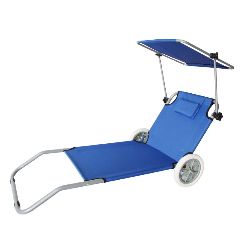

Picnic camping back chair with awning leisure lounge chair outdoor folding lunch break beach chair with wheels