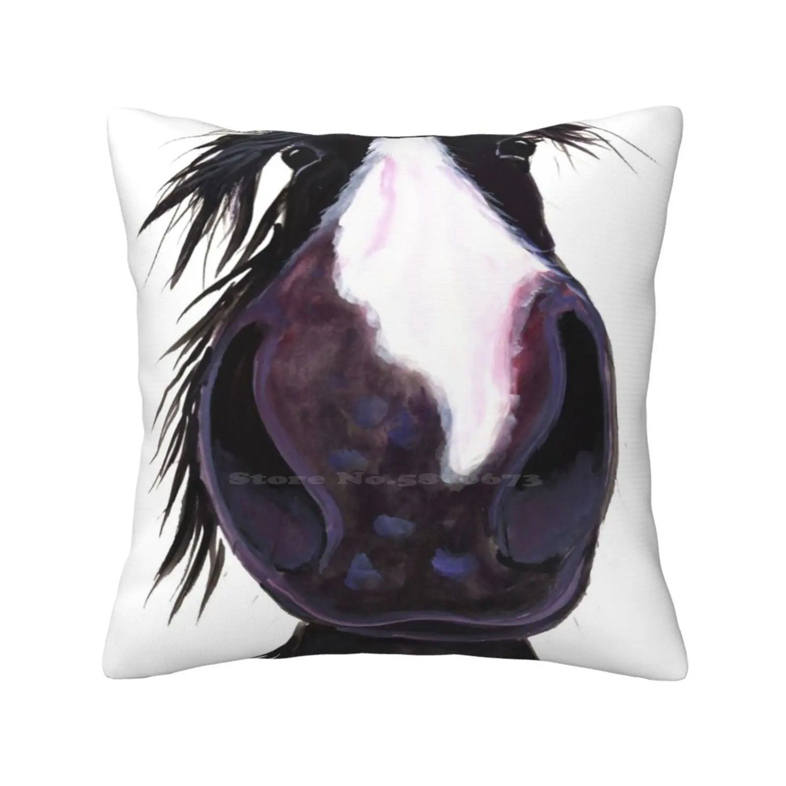 Happy Horse ' Punked ' By Shirley Macarthur Throw Cushion Pillow Cover Cow Highland Country Animal Snort Oink Nosey Friendly