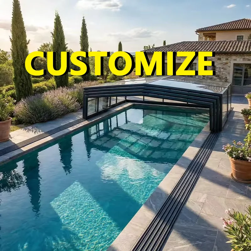 Any Size Custom Aluminum Telescopic Pool Shelter Retractable Clear Top Protector Outdoor Garden Patio Sun Rain Resistant Sturdy