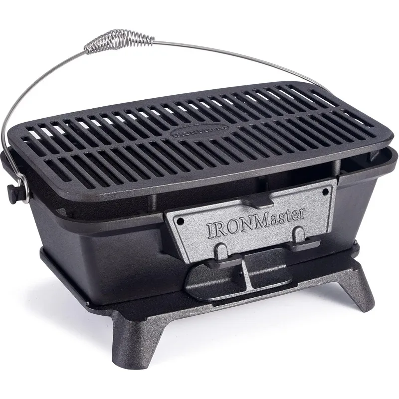 

IronMaster Hibachi Grill Outdoor - Small Portable Charcoal Grill, 100% Cast Iron, Japanese Yakitori Tabletop Camping Grill -