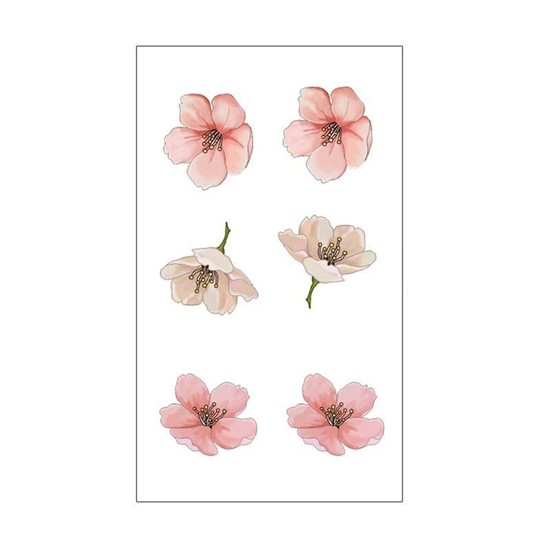 1 Vel Aquarel Bloemen Tattoo Sticker Kersenbloesem Tijdelijke Tattoo Wateroverdracht Body Art Decoratie Bloemblad Stickers