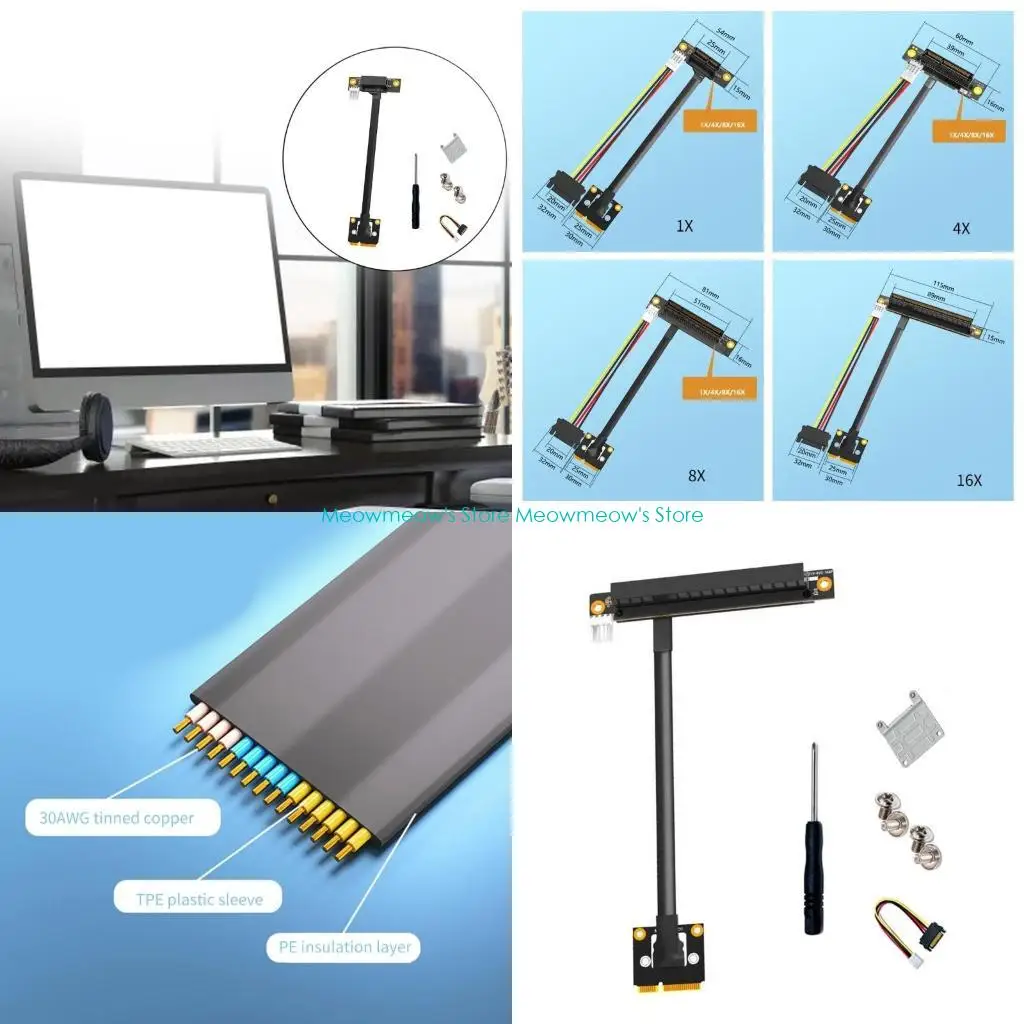 W91A Miniature PCIE to PCIe 1X 4X 8X 16X Extension Cable Wireless Networking Card Sound Card Miniature PCIE to PCIE Adapter