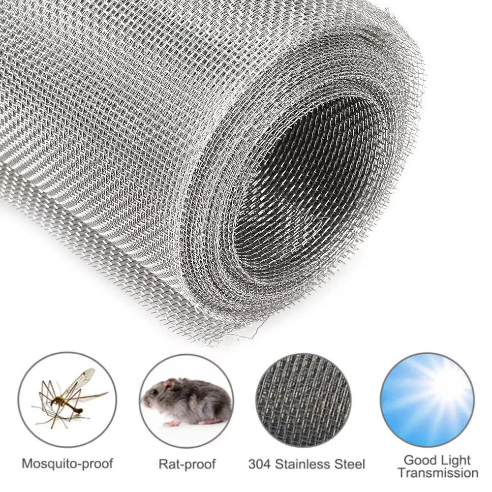 2pcs Stainles Steel Woven Wire Mesh Cloth Screen Wire Filter Sheet High Quality Scalable Insect Mice Proff Mesh For Home Use