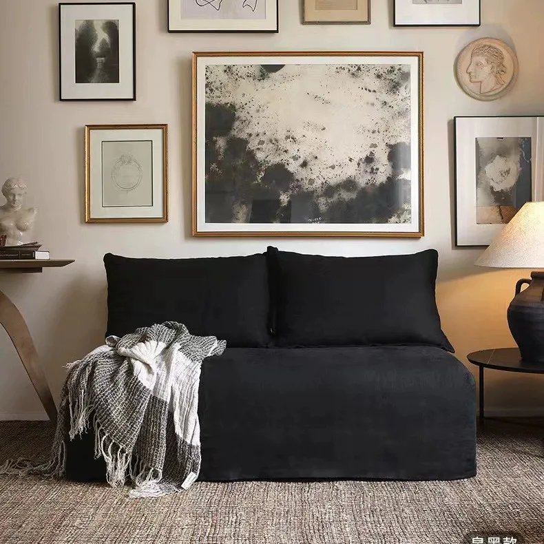 أريكة مزدوجة من الكتان المغسول على طراز وابي مفككة ومغسولة بالكامل من B & B inn #4