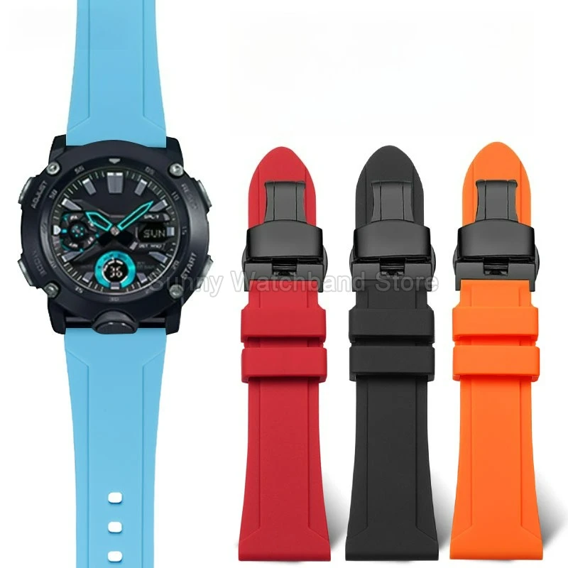 Breathable Waterproof for Diessl GEYA Silicone Watchband 20 22 24mm Black Red Green Flat Interface Soft Flexible Skin-Friendly