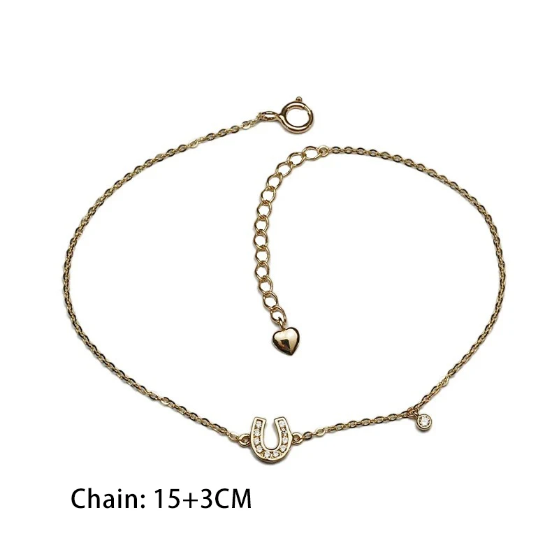Real 925 Sterling Silver Zircon Letter U Charm Bracelet for Women Party Trendy Fine Jewelry Minimalist Light Luxury Accessories