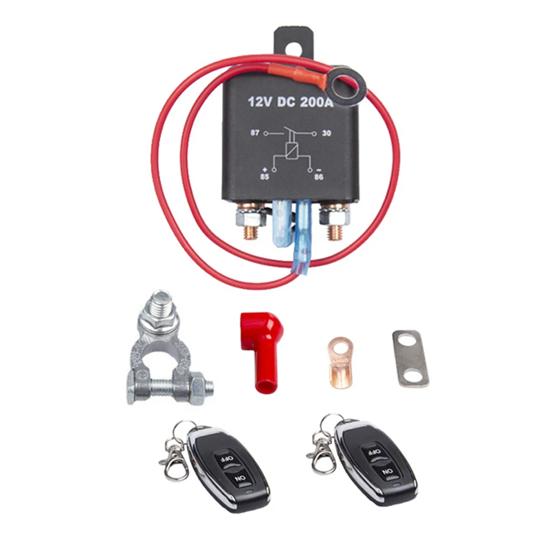 

Universal 12V Car Relay 200A Remote Wireless Remote Disconnect Switch Copper Coil Battery Isolator Car Battery Switch