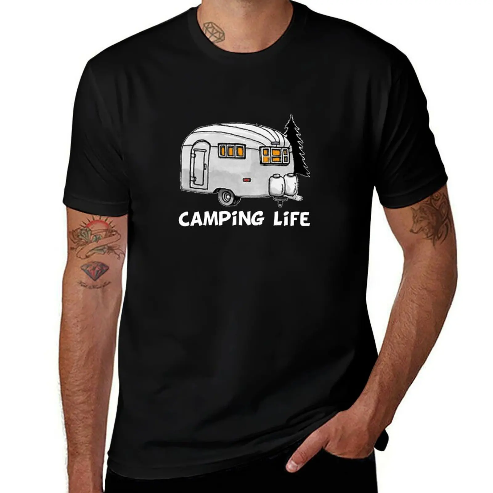 

Camping Life Vintage Camper in the Wilderness - Woods T-Shirt man t shirt gifts for boyfriend aesthetic clothes men clothing