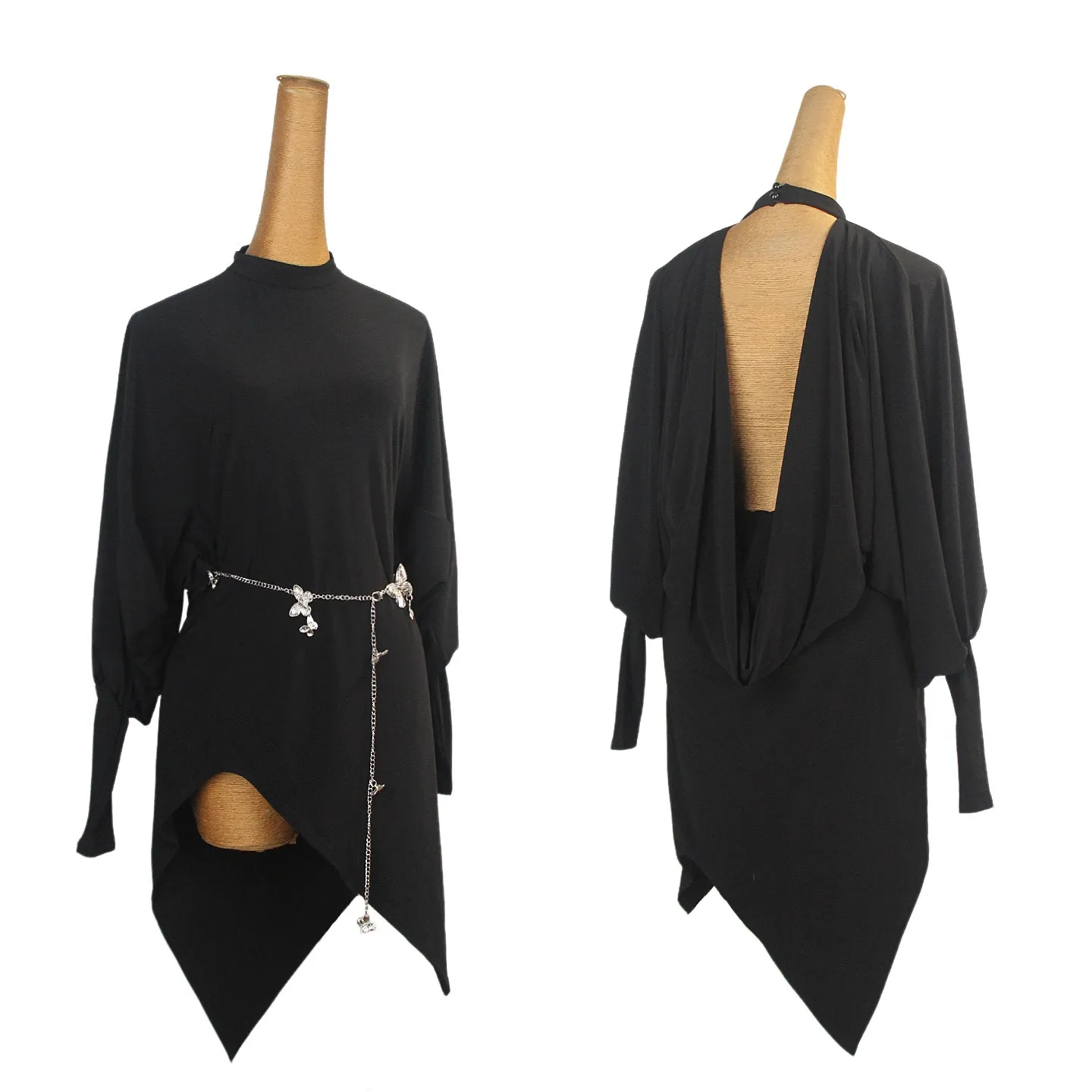 

Latin dance dress black backless long sleeved dress women's high-end sexy tango chacha samba professional performance clothing