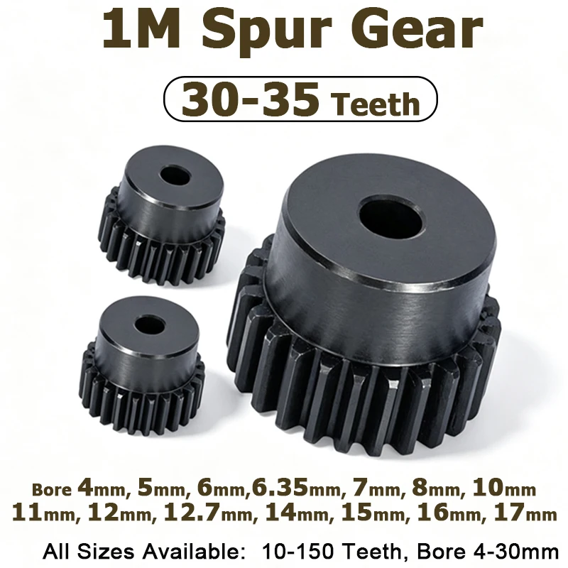 1Pc 1 Mod 45# Steel Step Spur Pinion Gears 30/31/32/33/34/35 Teeth Convex Motor Gears With Step Transmission Parts Bore 4‑17mm