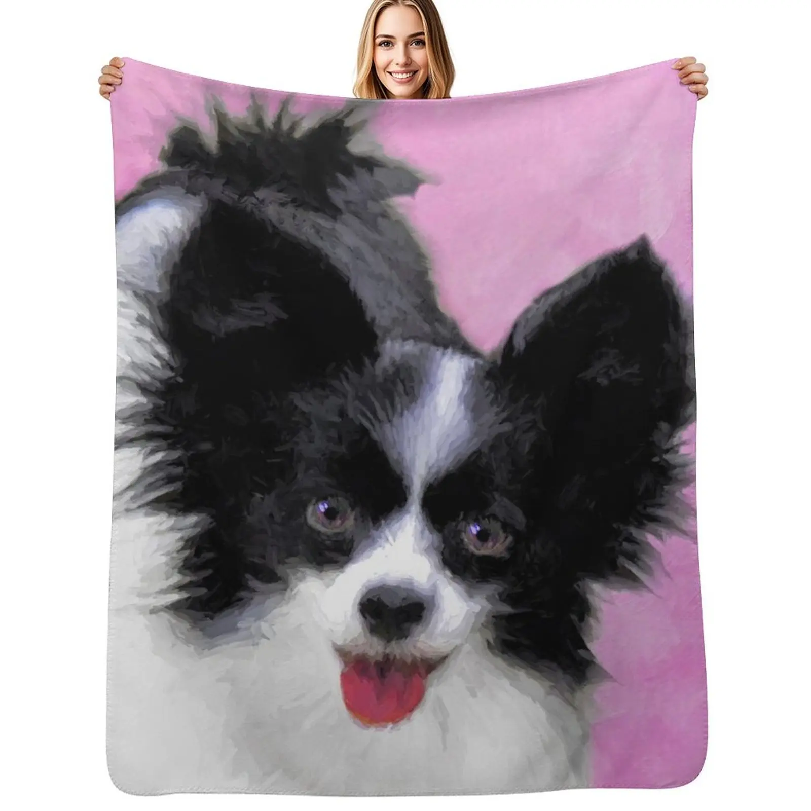 

Papillon (White and Black) Throw Blanket Camping funny gift Blankets