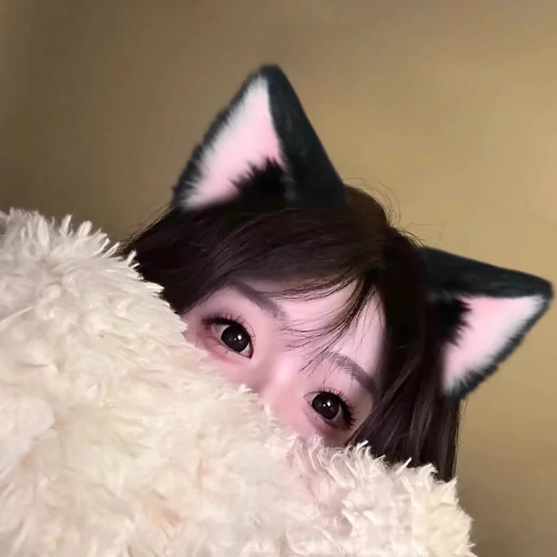 Fascia per orecchie di gatto in peluche di cartone animato per donne Ragazze Fascia per capelli cosplay Divertente carino Lolita Cerchietto per capelli Accessori per capelli creativi Regali