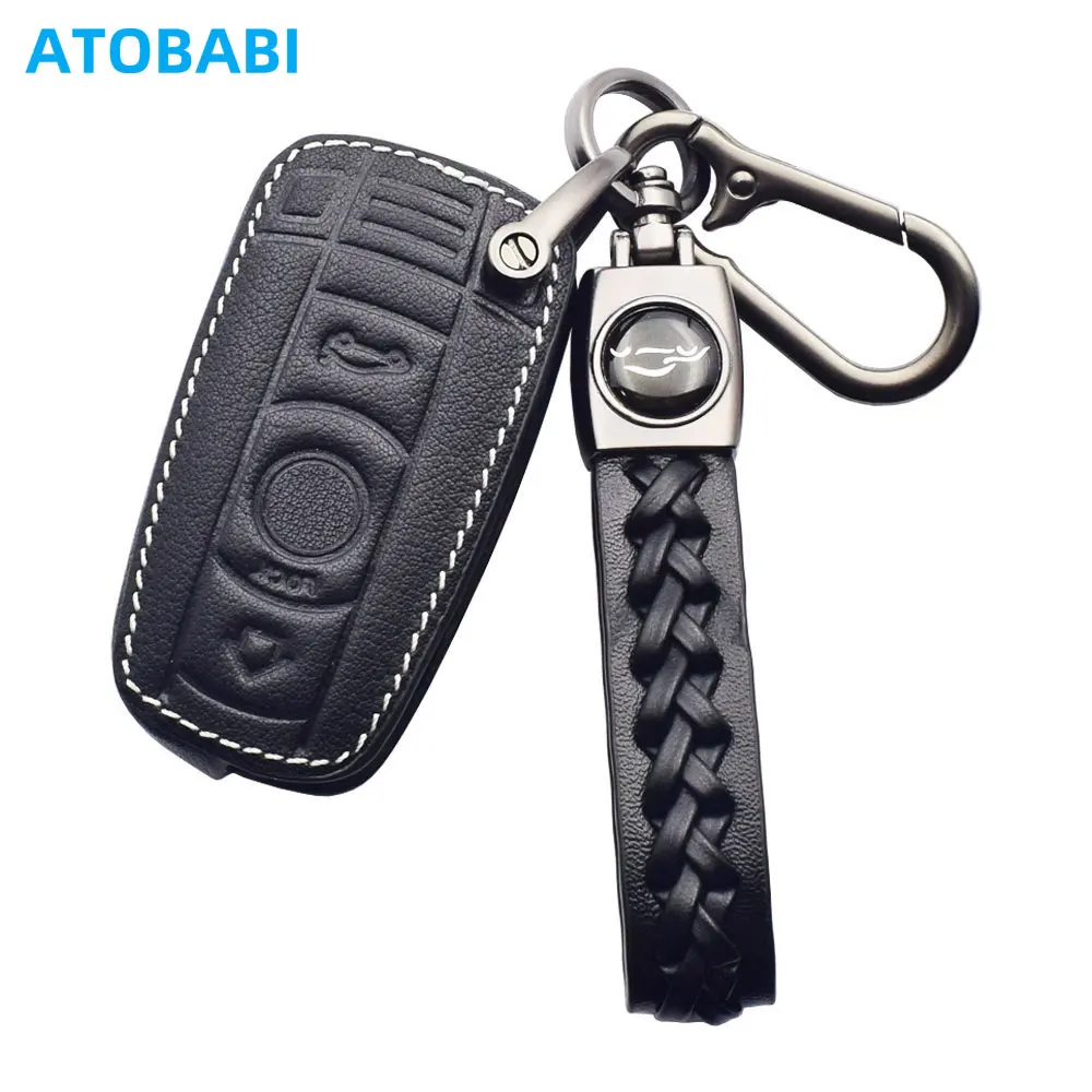 

Leather Car Key Cover Bag For BMW E90 E91 E92 E93 E60 E61 E63 E64 E70 E71 3 5 6 Series X5 X6 Z4 Remote Fobs Case Auto Accessory