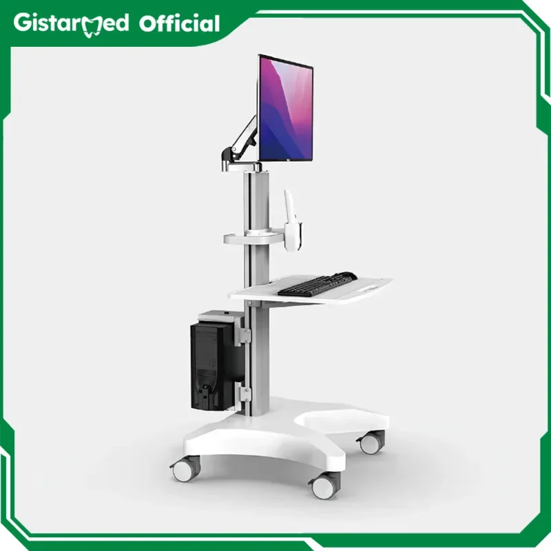 GISTARMED Dental Clinic Trolley Cart Dental Lab Equipment Oral Scan Trolley Holder Host/Monitor Mobile Cart With Brake/Socket