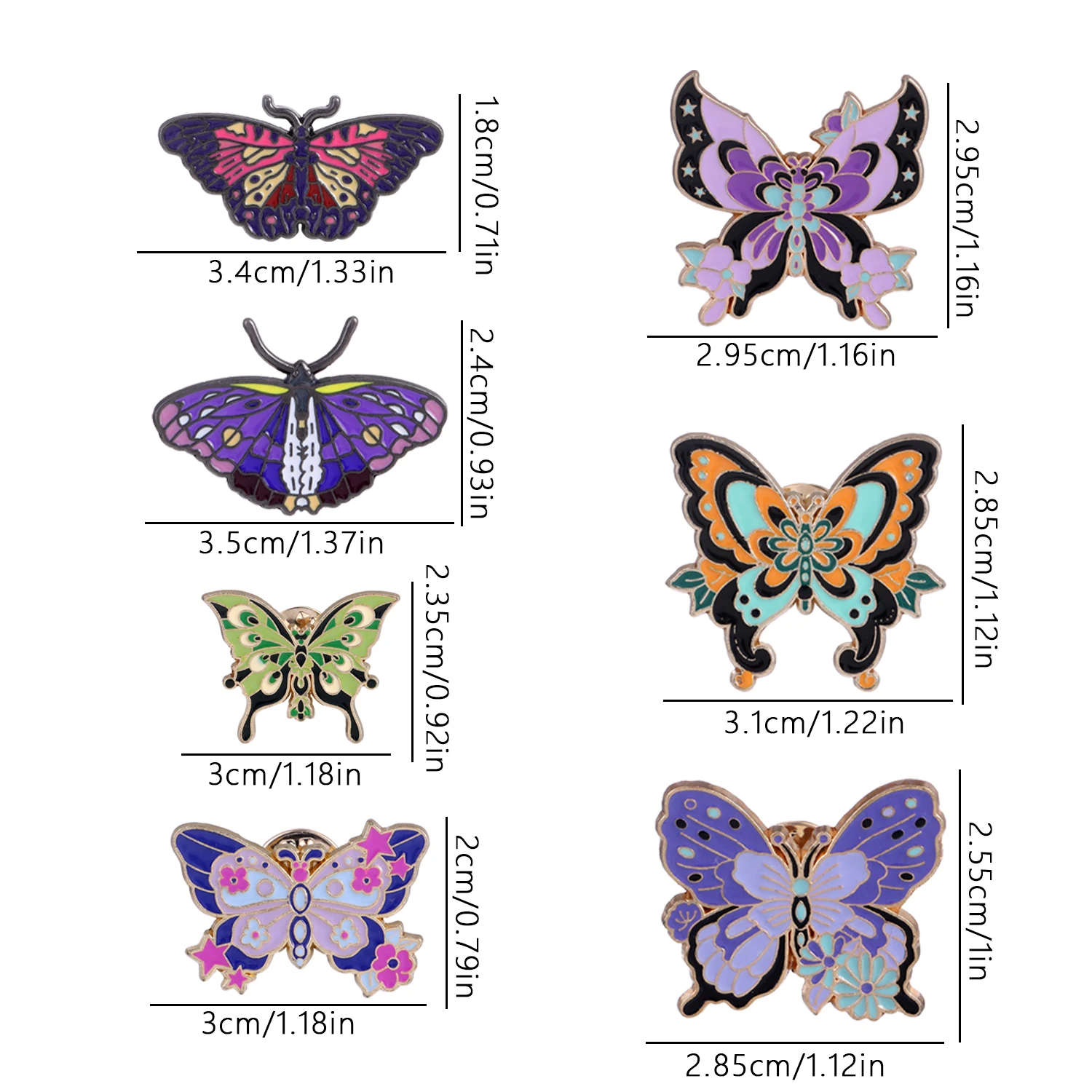 Colorful butterfly moth insect brooch badge, natural jewelry, children's friend gift
