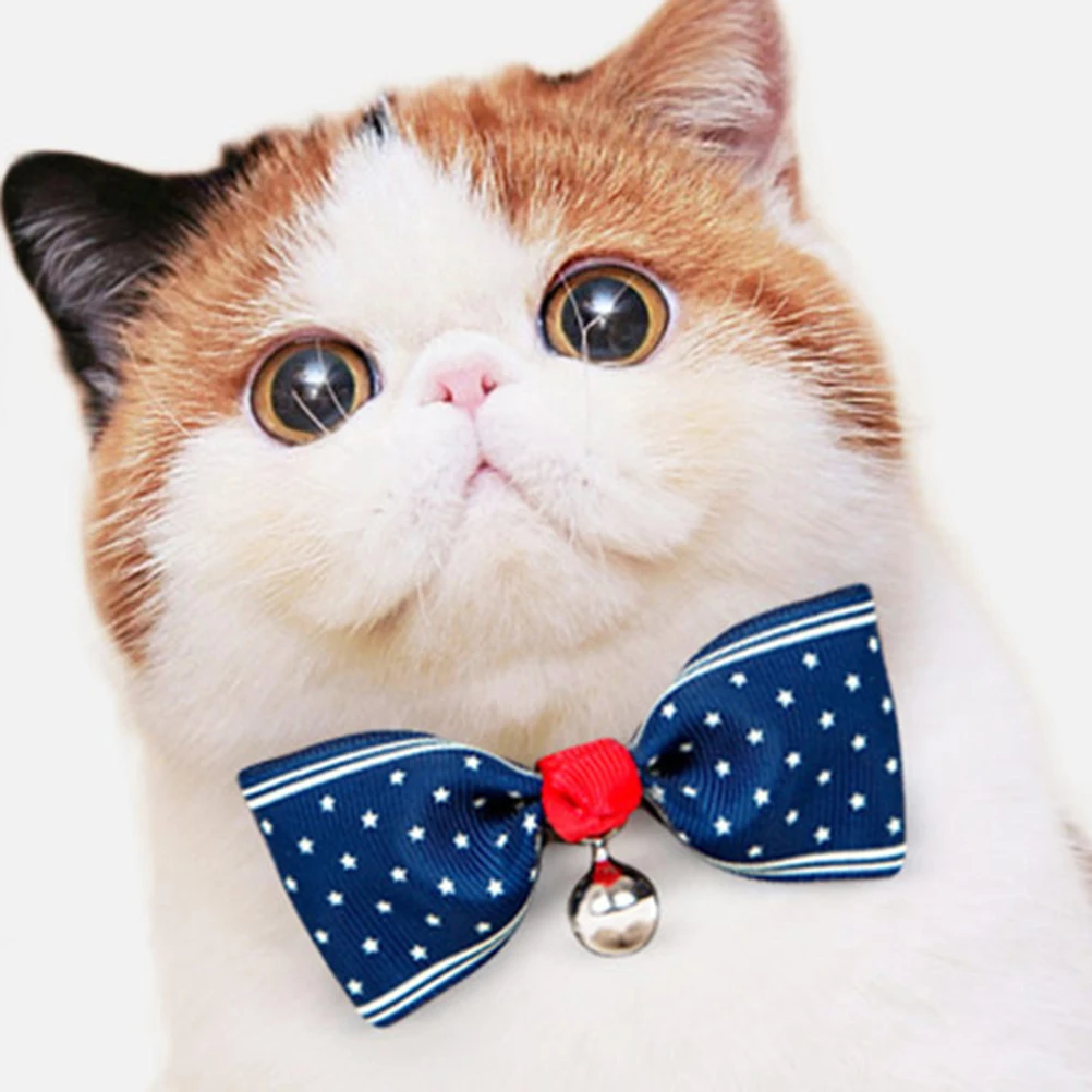 

Adjustable Small Kitten Bowknot Bell Stylish Fashionable Outdoor Walking Supplies Dark Blue Pet Supplies Cat Tie Pet