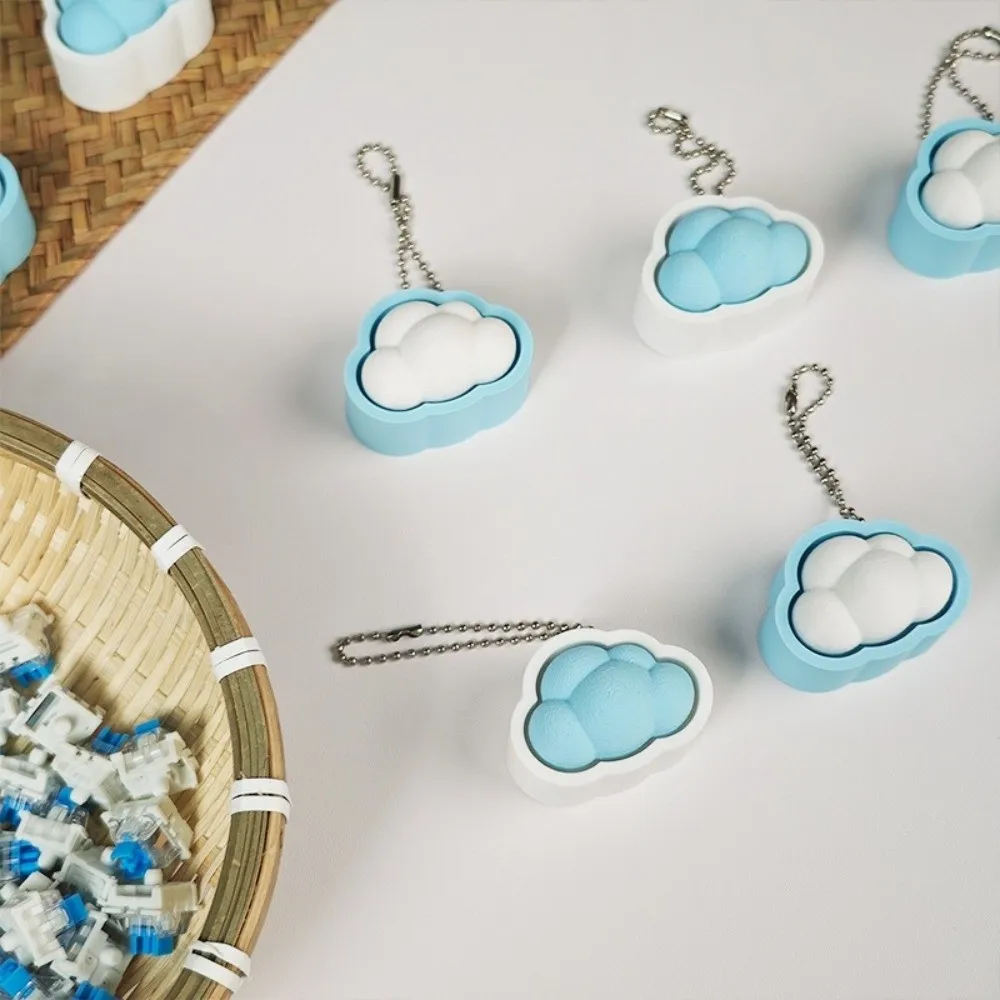 3D Printed Cloud Clicker Keychain Dual Color Portable Key Accessory Bouncy Design Lightweight Stress Reliever Daily Carry