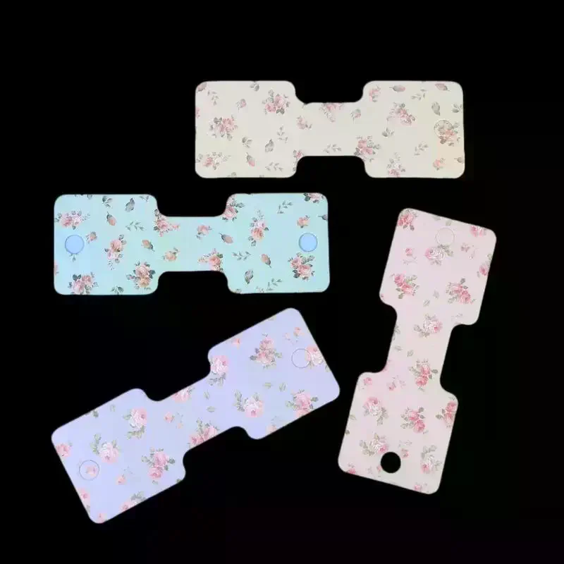 200pcs Korean Floral Print Paper Packing Cards For Handmade Hair Jewelry Necklace Display Tags Hairband Hanging Price Labels
