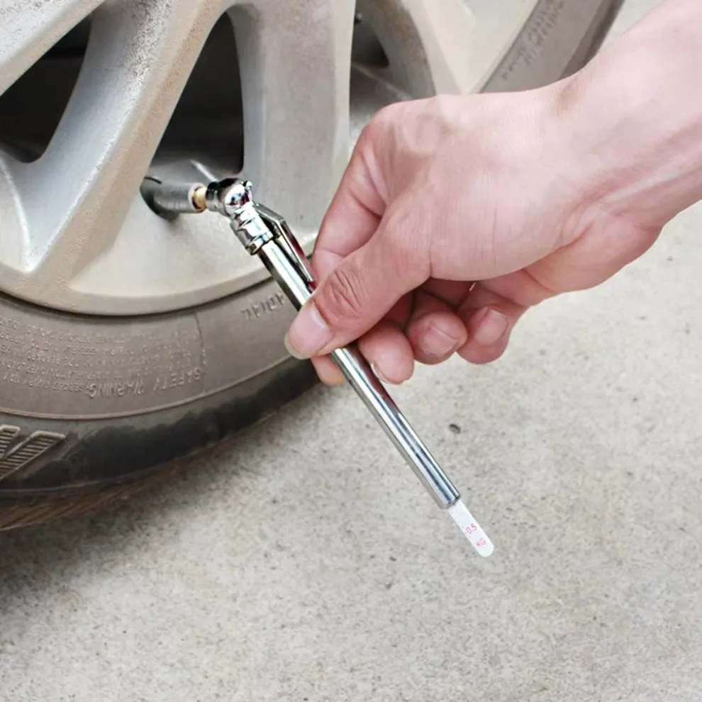 Tyre air pressure Test Meter Pen Shape Emergency Use Portable 5-50 PSI Pressure Gauge Durable Silver Car Styling 1PC