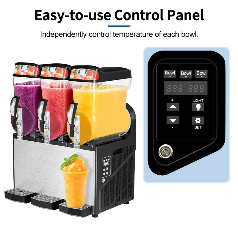 &For Triple Tank Slush Machine 10L*3 High Productivity Ice Cream Fruit Slushy Maker Commercial Frozen Drink Machine for Bar Cafe