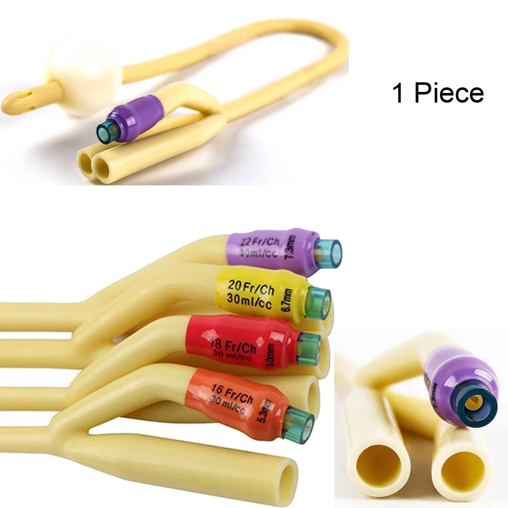 

1 Piece 3 Way Medical Balloon Latex Foley Catheter Coating Urine Tube Male 16Fr 18Fr 20Fr 22Fr
