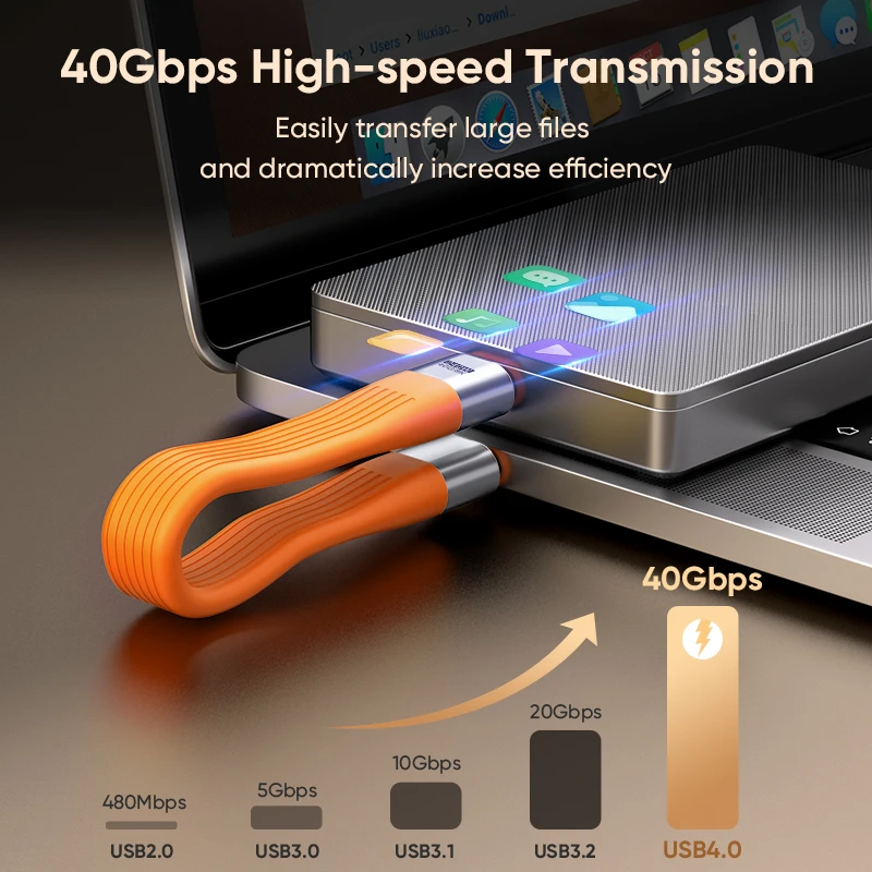 PD240W Short USB C to Type C Cable 5A Fast Charging USB 8K 40Gbps Date Cable For iPhone17 16 15Pro Max Huawei Xiaomi Samsung Max