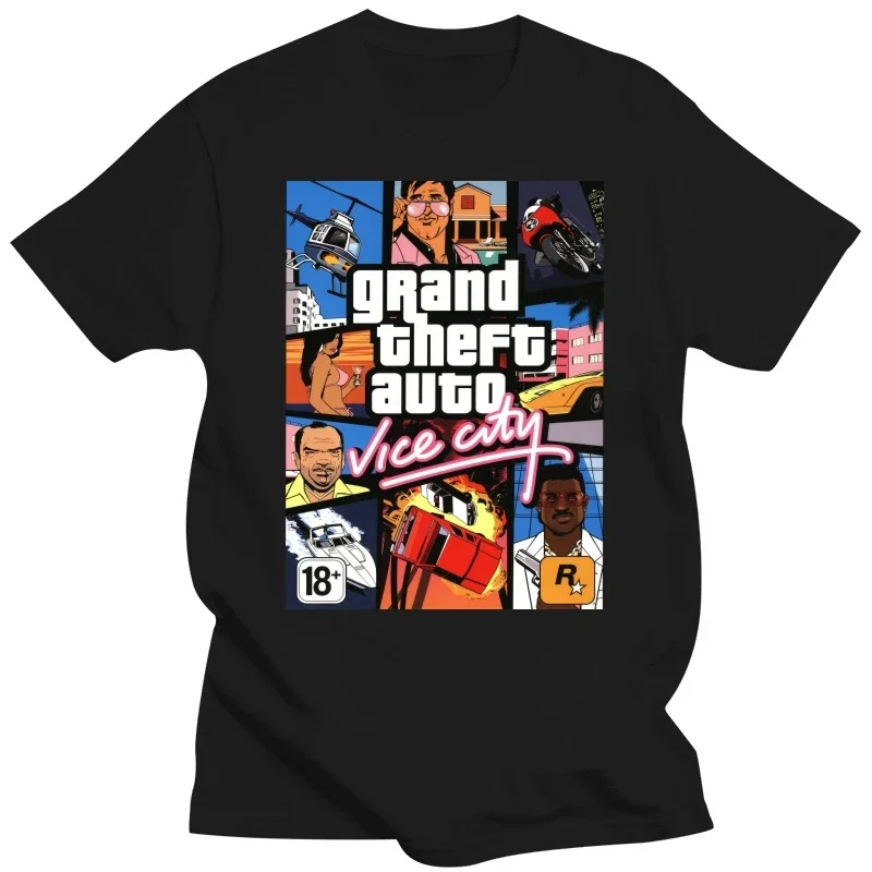Dropshipping Grand Theft Auto Vice City Gta Game s Men s Big Tall Pure Cotton Round Neck Tee Shirts