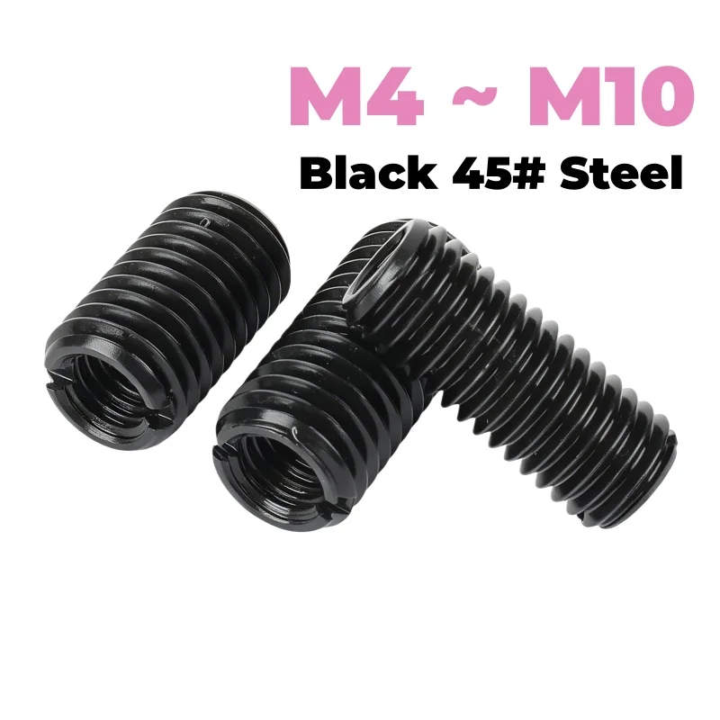 Black 45# Steel High Strength M4 M5 M6 M8 M10 Inner Outer Thread Adapter Screw Bushing Slotted Type Thread Repair