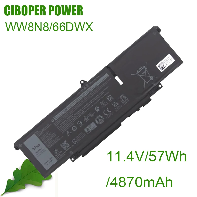 CP Laptop Battery WW8N8 66DWX 11.4V/57Wh /4870mAh For Latitude 7340 7440 7640 Series Notebook