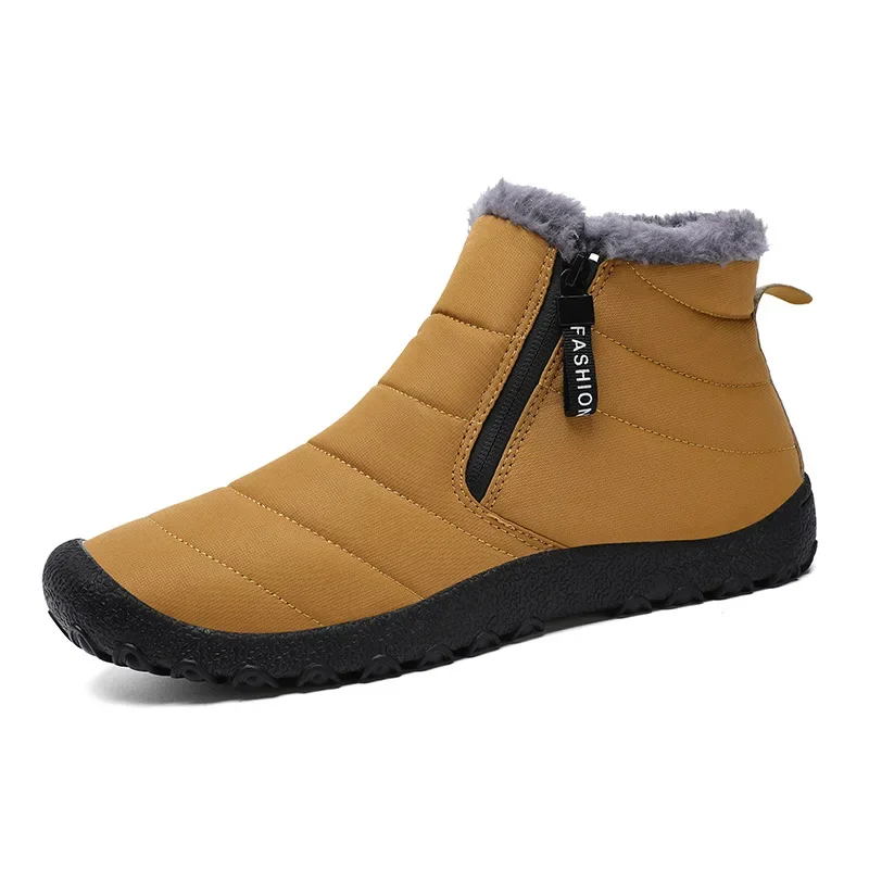 Botas de nieve para hombre, zapatos de algodón cálidos y gruesos impermeables para exteriores, botas de felpa con cremallera, calzado deportivo de invierno, novedad de 2024