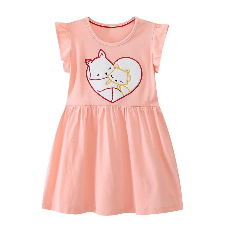 Little Maven Kinderkleidung Kleid für Mädchen 2026 Sommer Kleinkind Cartoon Fuchs Kurzarm Kleider Baumwolle Kinderkleidung