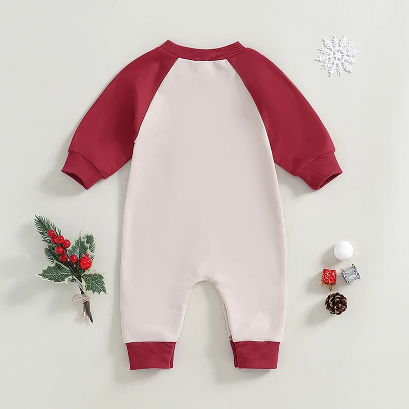 My First Christmas Outfit Baby Boy Girl 0-18 MonthsLetter Print Romper Jumpsuit Long Sleeve Playsuit Newborn Fall Winter Clothes